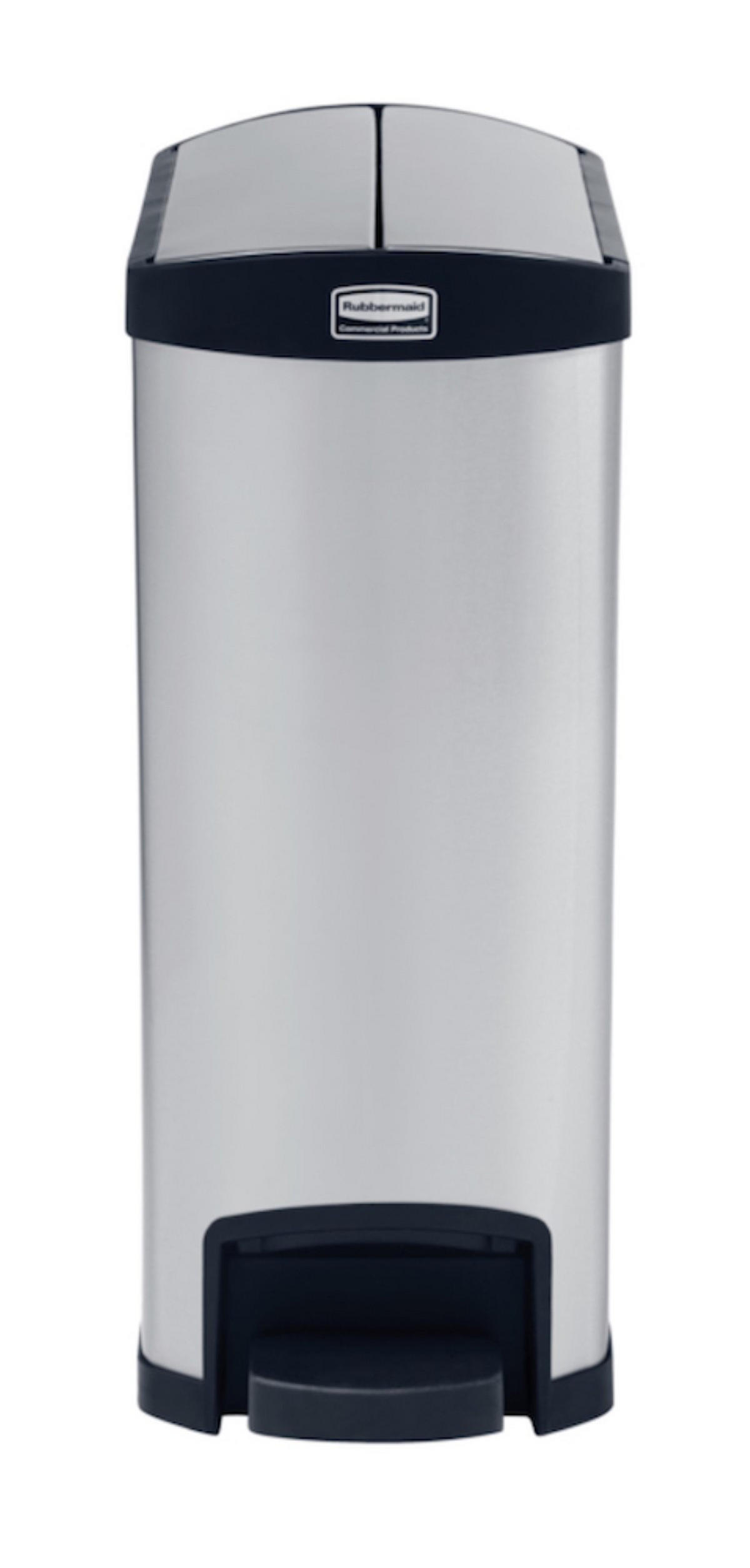 MÜLLEIMER Step On Container End Step Pedal 72,1 x 34,3 x 52,7 cm Polyethylen Silber Mit Schwarzem Akzentstreifen - Silberfarben, Metall (34.3/72.1/52.7cm) - PROREGAL