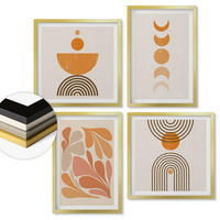 WANDBILDER 4er Set - 50x50 cm & 40x60 cm Goldrahmen - Abstrakte orange Formen - Goldfarben, Kunststoff (50/50cm) - ArtPrintCave