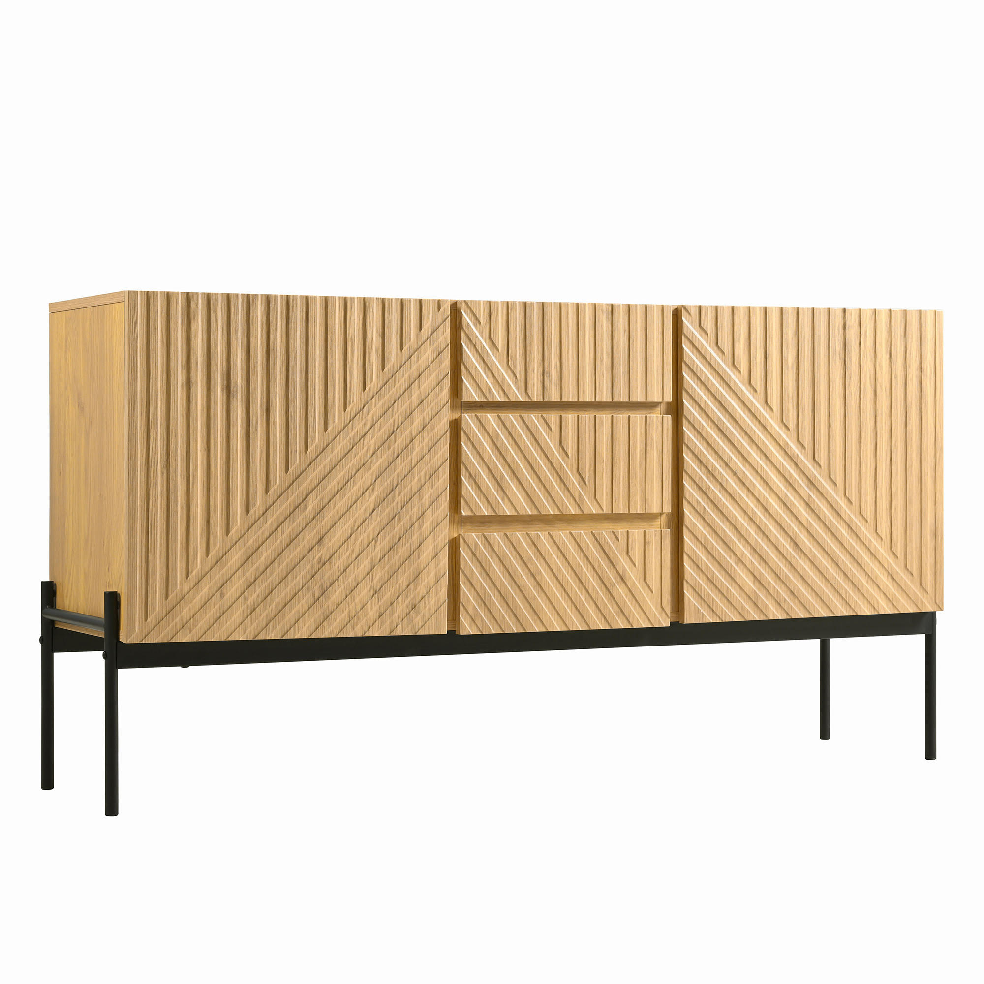 SIDEBOARD DE-37884 mit 2 Türen und 3 Schubladen Holzfarbe - Naturfarben, Holzwerkstoff (150/75/40cm) - ComfortXL