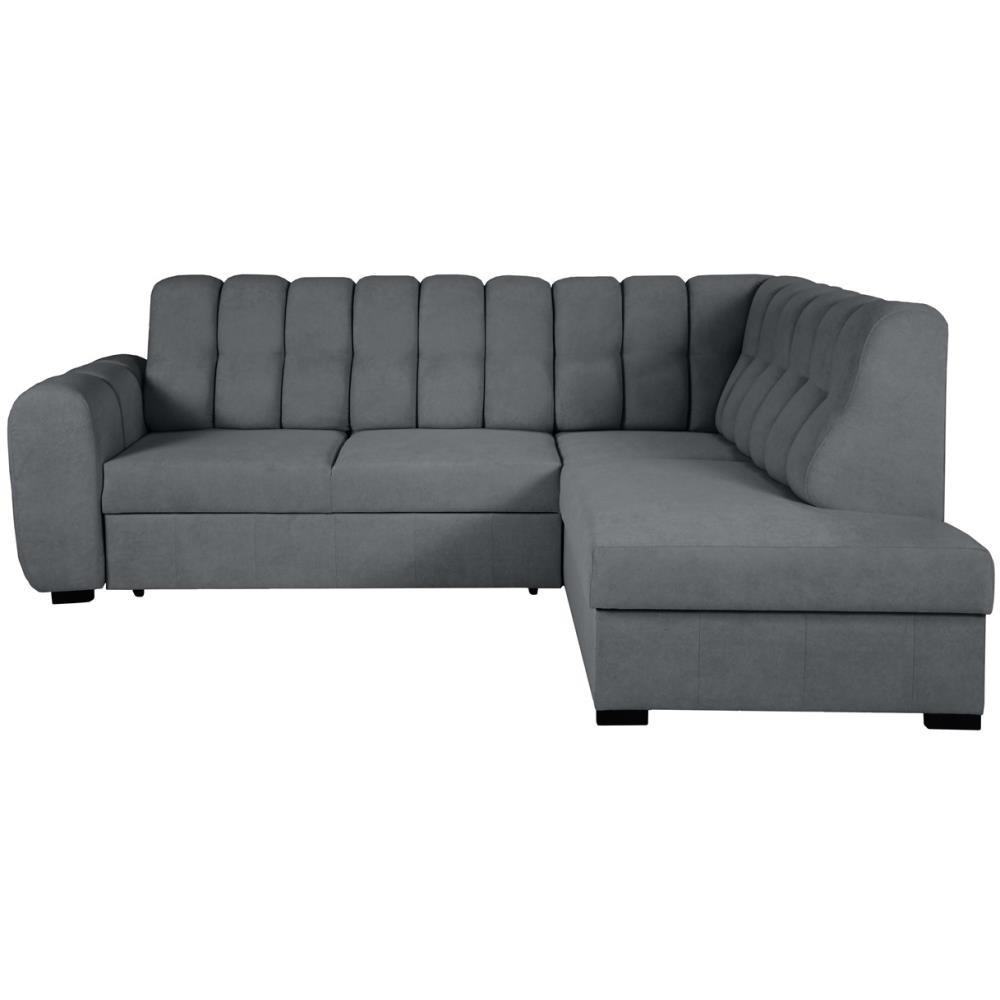 ECKSCHLAFSOFA Zoja rechts dunkelgrau - Dunkelgrau/Schwarz, Textil (261/193cm) - Beautysofa