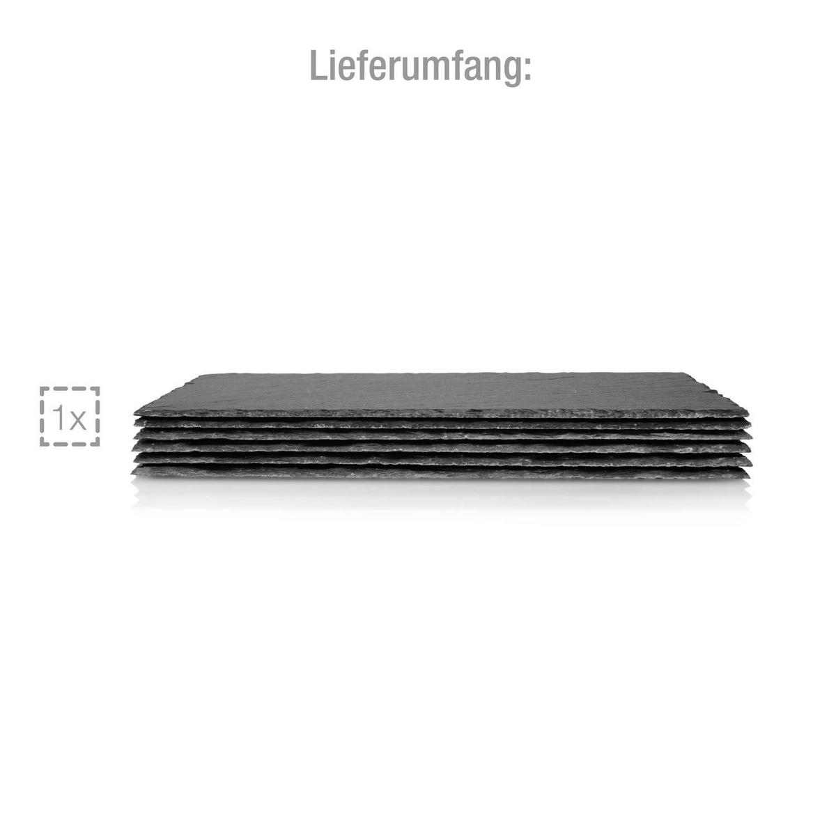 SCHIEFERPLATTEN SET - 6 teilig lasiert mit Kreise - Schwarz, Naturmaterialien (30/0.5/40cm) - Sänger