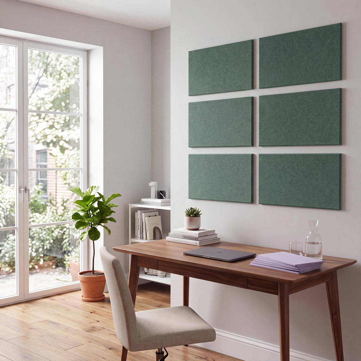 AKUSTICKÝ STENOVÝ PANEL Zelený – kompletná sada - zelená, textil (30/60/1cm) - MCW