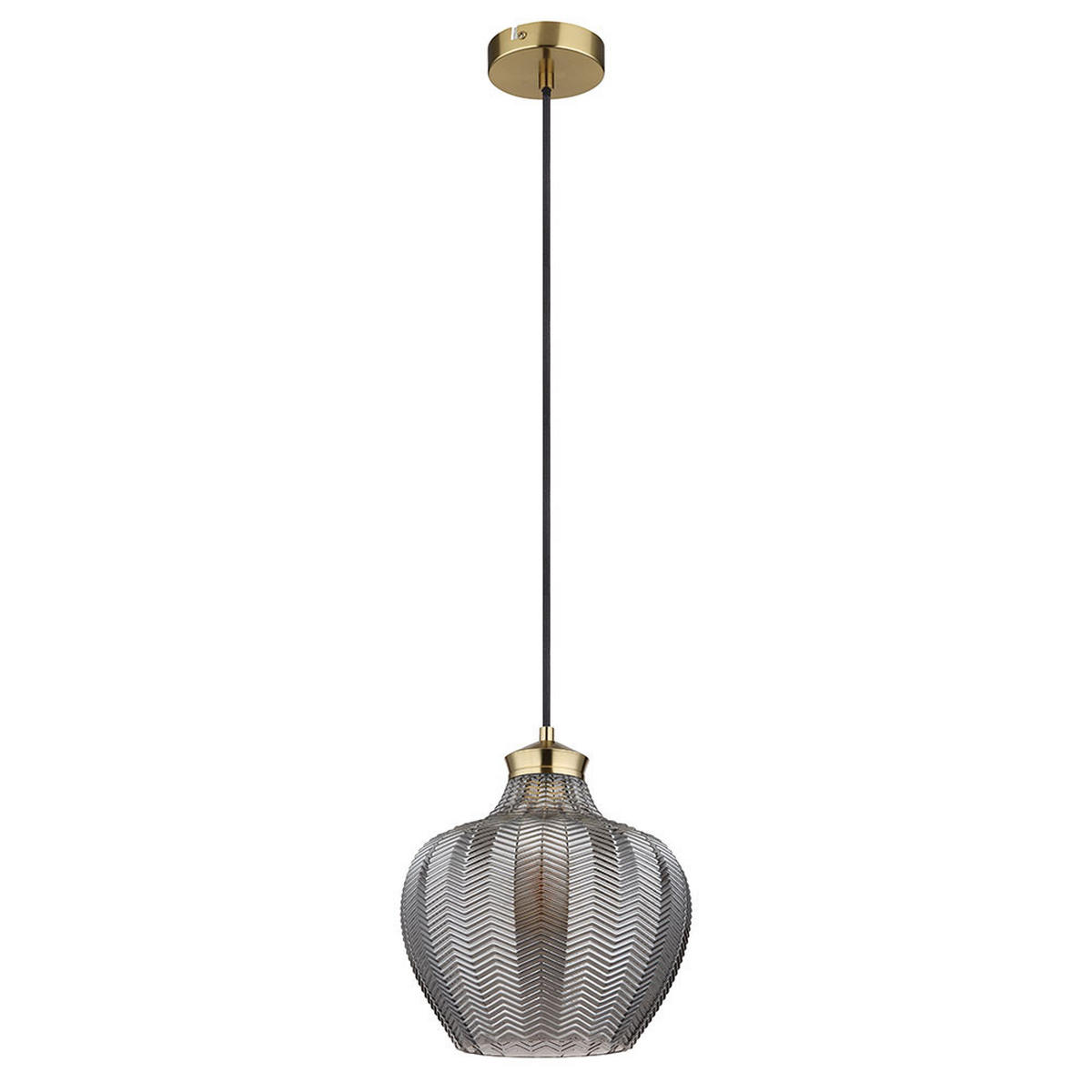 PENDELLEUCHTE Metall Gold Glas rauchfarben - Goldfarben, Glas (25/25/120cm) - Globo Lighting