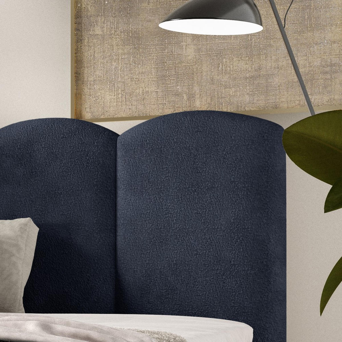 POLSTERBETT Bero, 180x180, Bouclé-Stoff, Marineblau - Dunkelblau, Textil (180/200cm) - Beautysofa