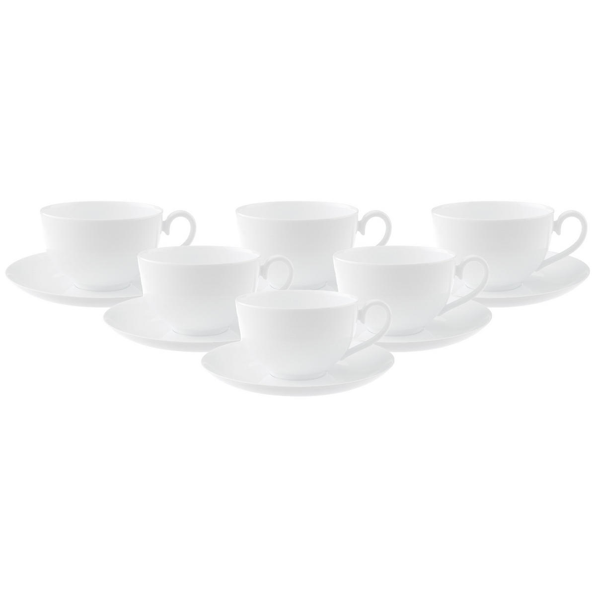 CAFÉ AU LAIT TASSEN MIT UNTERTASSEN Royal weiß 400 ml 6er Set - Weiß, Keramik (18/9.3/18cm) - Villeroy & Boch