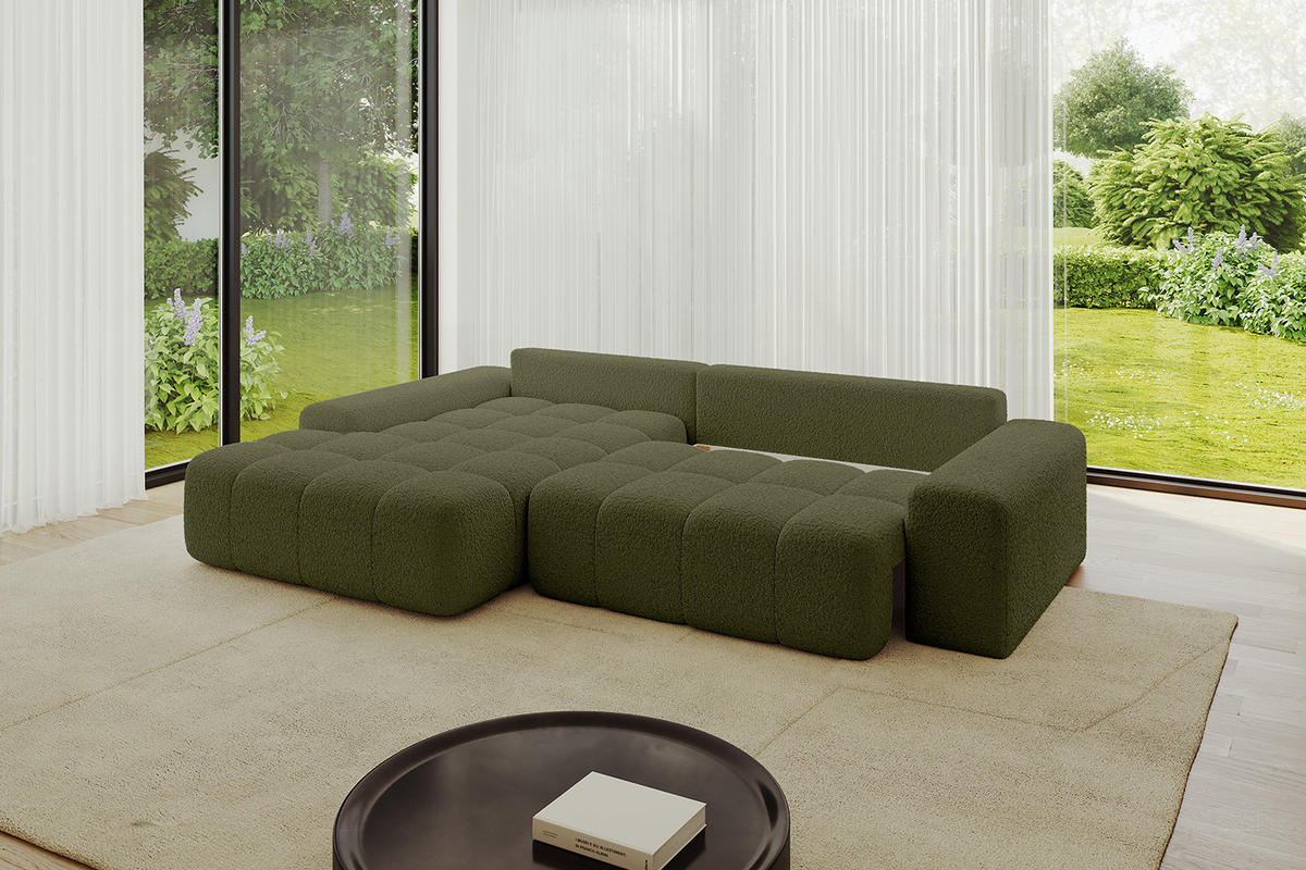 ECKSOFA Ottomane Links ENSI-L - 267x164x88 cm Olivgrün - Olivgrün, Holzwerkstoff/Kunststoff (267/164cm) - ALTDECOR