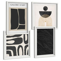 BILDER SET 4er Set - 50x50 cm & 40x60 cm Weißer Rahmen - Abstrakte Marmorformen - Weiß, Kunststoff (50/50cm) - TULUP