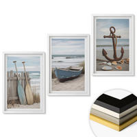 WANDBILDER 3er-Set - 40x60 cm Weißer Rahmen - Strandbootanker Sand - Weiß, Kunststoff (40/60cm) - ArtPrintCave