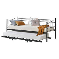 TAGESBETT Skutskär - Schwarz, Metall (90/200cm) - [en.casa]