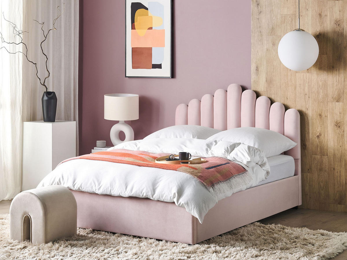 POLSTERBETT 140x200 cm Rosa Vincennes - Pink, Textil (140/200cm) - Beliani