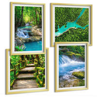 BILDER SET 4er Set - 50x50 cm & 40x60 cm Goldrahmen - Grüne Wälder, kristallklares Wasser - Goldfarben, Kunststoff (50/50cm) - TULUP