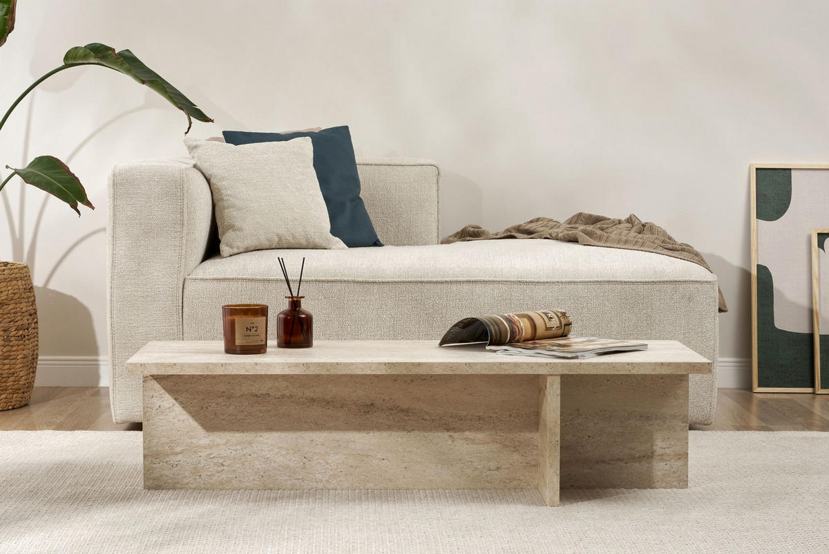 COUCHTISCH Harbor Travertin - Beige, Holz (45/120/30cm) - Habitat Garten