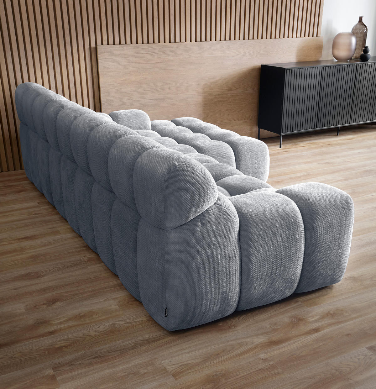 ECKSOFA CAMPILE mit modernem Design, Grau, Rechts, 297x180 cm - Grau, Holz/Textil (288/119cm) - DomoHome