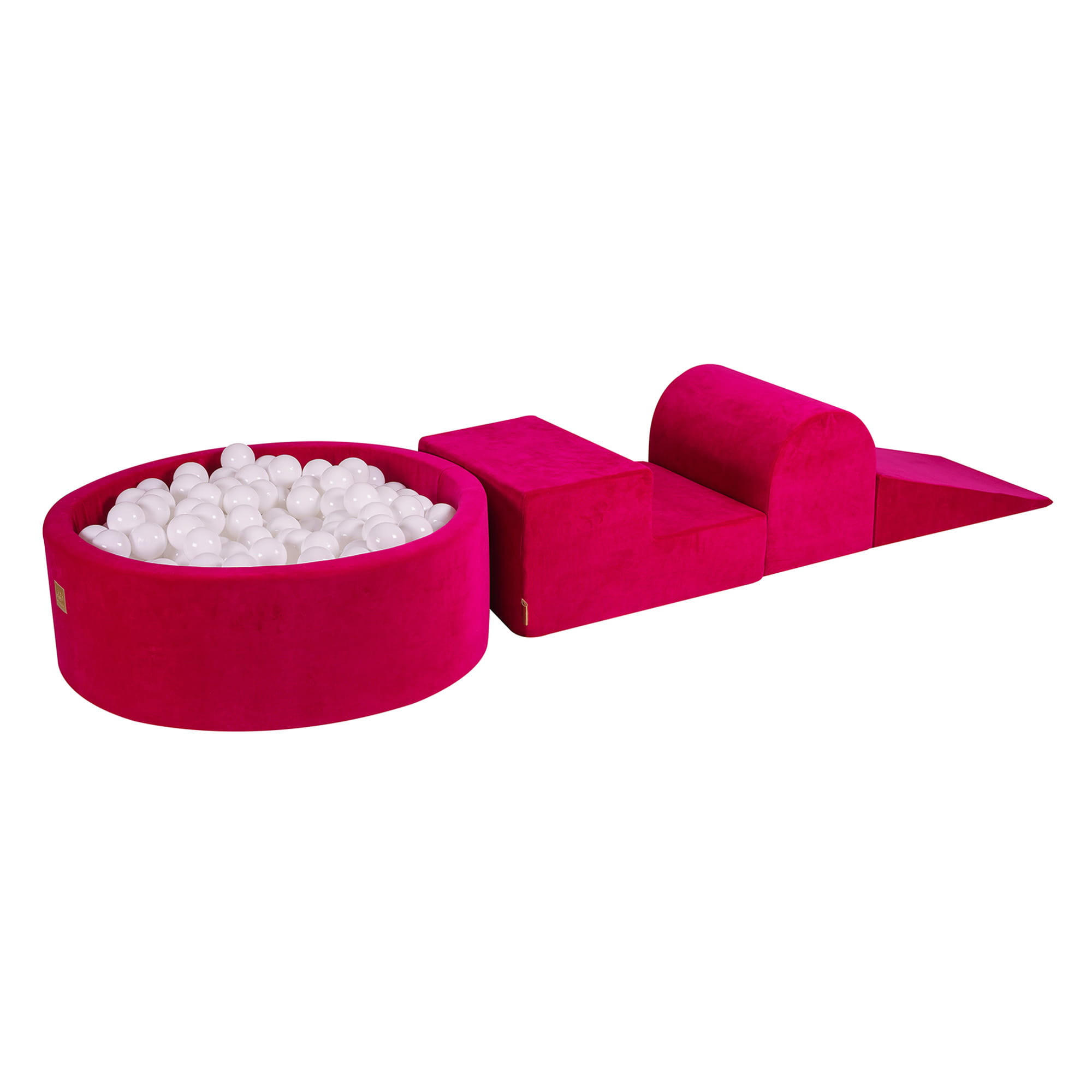 BÄLLEBAD mit Schaumstoff Bausteinen für Kinder, Samt, Magenta - Magenta/Weiß, Textil (230/45/30cm) - MeowBaby