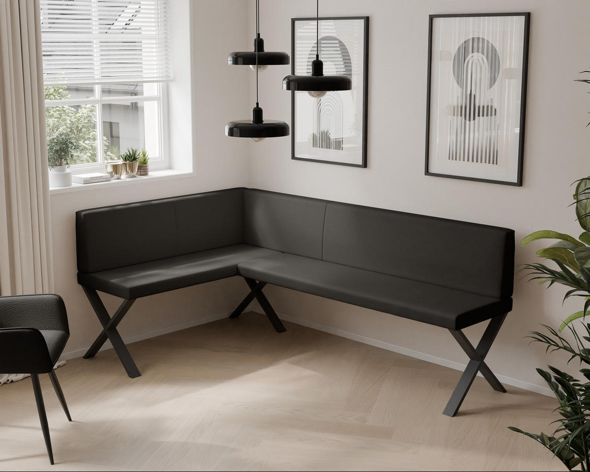 ECKBANK links VERO X Kunstleder glatt, 128/168 cm Anthrazit - Anthrazit, Kunststoff/Textil (128/168cm) - Idohome