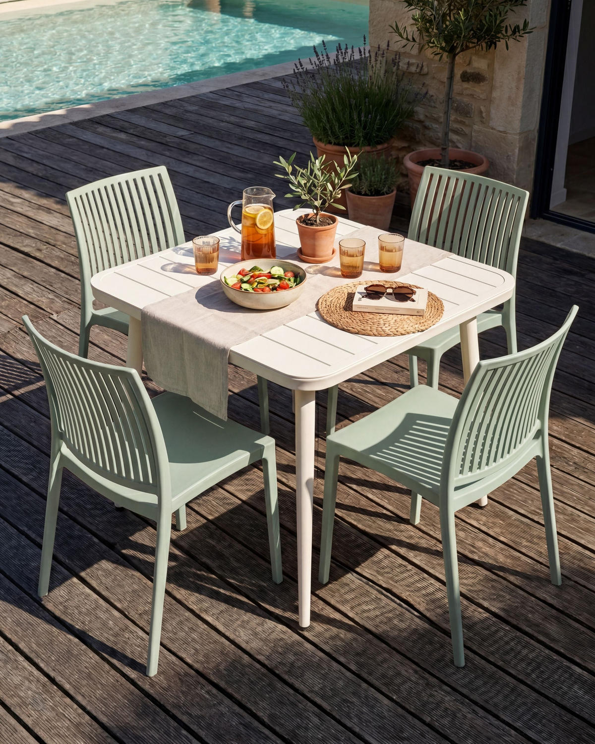GARTENSTUHL 4er-Set Hellgrün Illumani - Hellgrün, Kunststoff (42/80/48cm) - Beliani