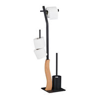 WC-GARNITUR - Schwarz, Holzwerkstoff/Kunststoff (26/87/20cm) - Relaxdays