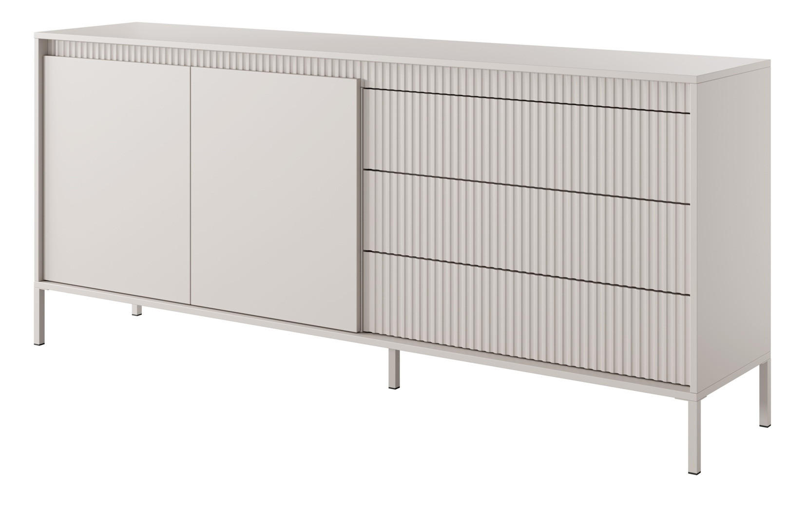 KOMMODE Beige mit Schubladen Santori, 187 cm, 2 Türen - Beige, Holz (187/81/40cm) - Emporius