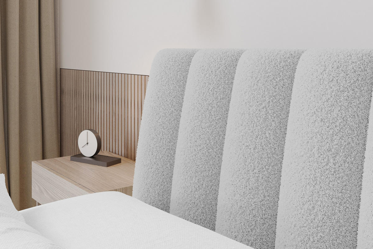 POLSTERBETT mit Bettkasten und Lattenrost, Boxbett ohne Matratze - ILAN 180x200 Hellgrau - Silberfarben, Holzwerkstoff/Textil (180/200cm) - ALTDECOR