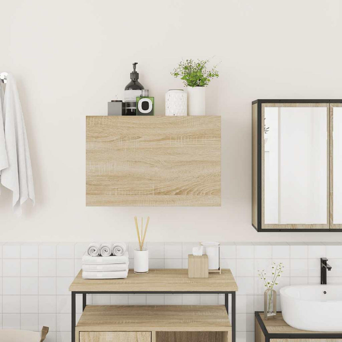 BAD-WANDSCHRANK Sonoma-Eiche 60/25/40 Cm Holzwerkstoff - Hellbraun, Holzwerkstoff (25/40/60cm) - vidaXL