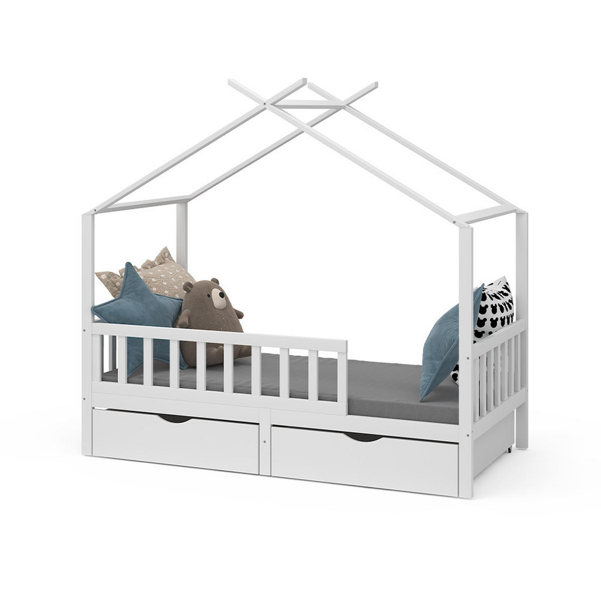 HAUSBETT Franka Weiß 80x160 cm mit 2 Schubladen - Weiß, Holzwerkstoff (80/160cm) - VitaliSpa