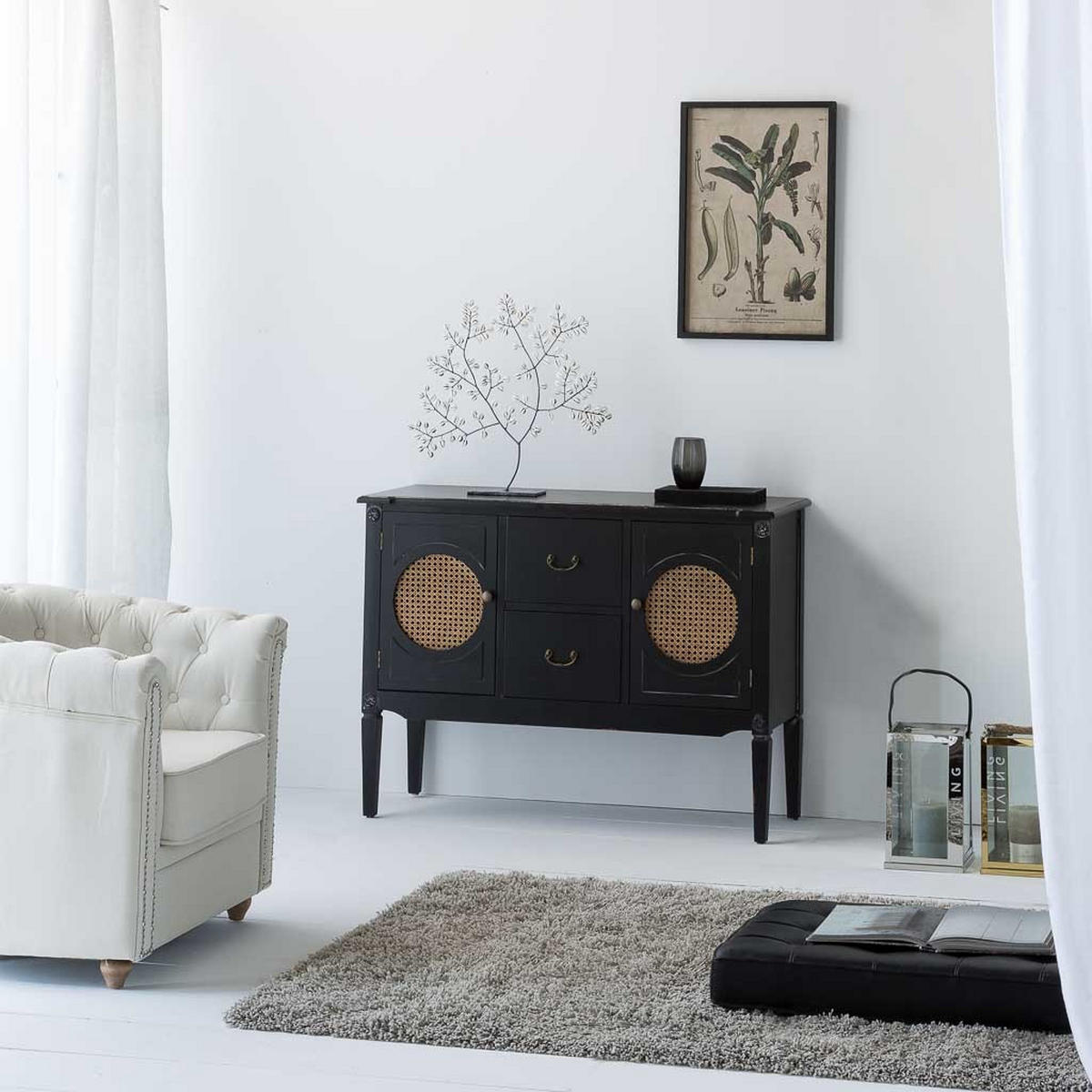 ANRICHTE 106x40x78 cm - Schwarz, Holz (106/78/40cm) - Wanderlust