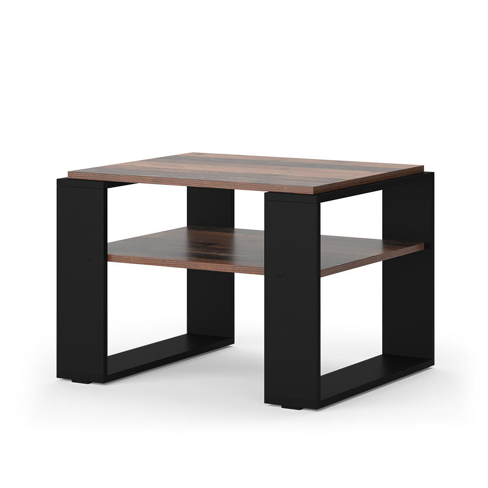 COUCHTISCH Helm Antikholz 65.6 x 55,8 cm mit Ablage - Alteiche/Schwarz, Holzwerkstoff (55.8/65.6/46.2cm) - Vicco