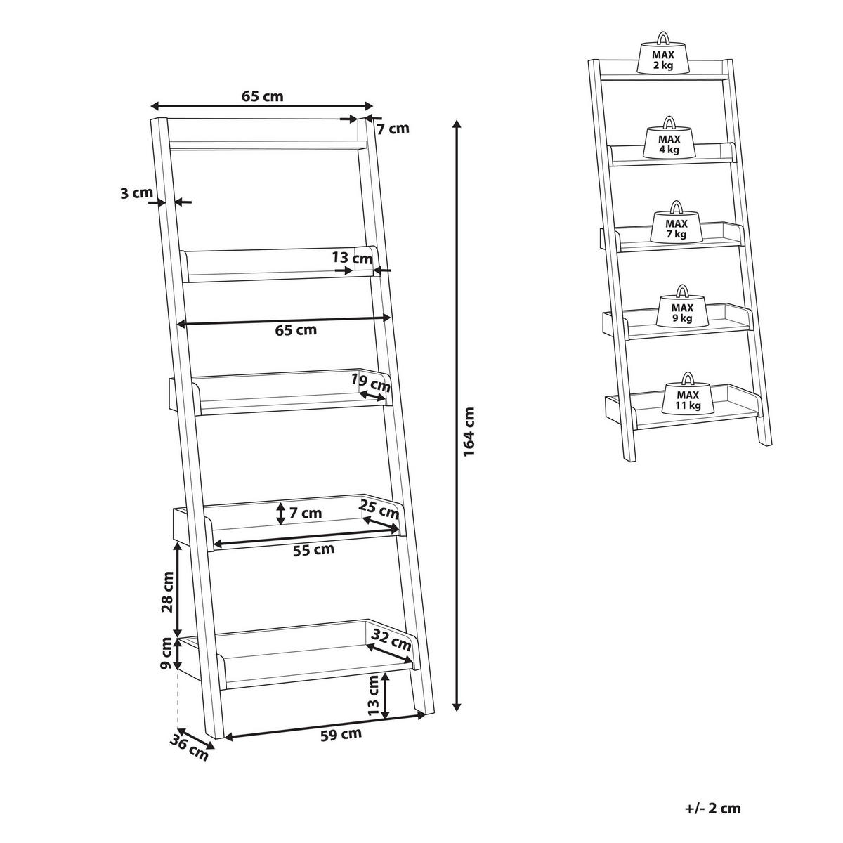 BÜCHERREGAL 5 Fächer Mobile Trio - Weiß, Holzwerkstoff (64/166/36cm) - Beliani