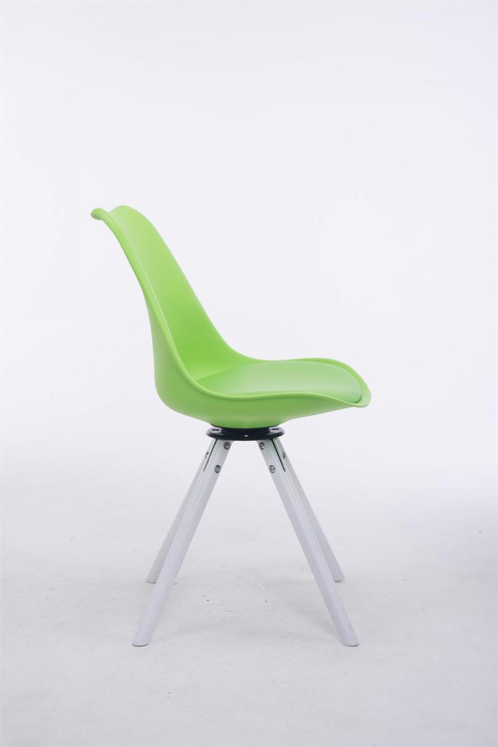 STUHL Lederlook grün - Weiß/Grün, Holz/Textil (48/84/56cm) - CLP