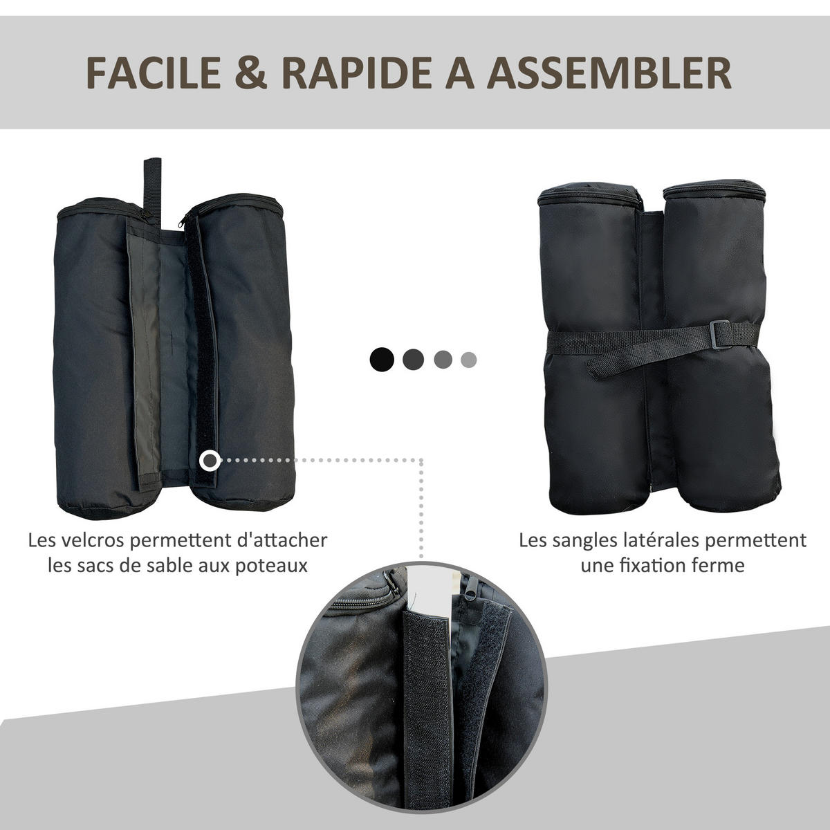 BESCHWERUNGSSACK 4er-Set DE-11351 für Pavillon, max. 15 kg/Sack Schwarz - Schwarz, Textil (14/42/14cm) - ComfortXL