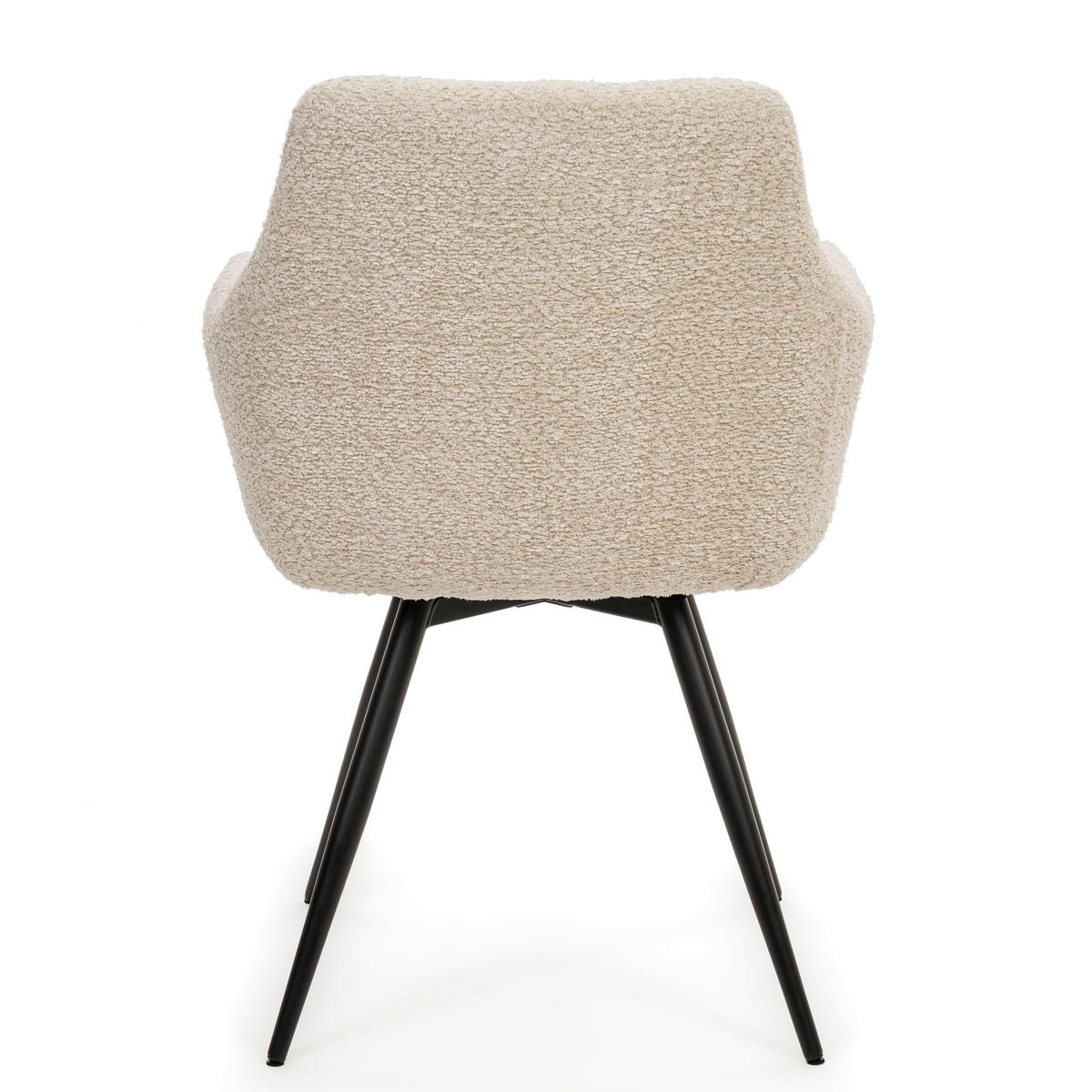STUHL FANO drehbar gepolsterter mit Steppung - creme - Boucle - Creme/Schwarz, Textil/Metall (58/83/59cm) - NEW HOME