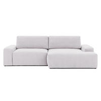 ECKSOFA Lennon aus Greige Strukturstoff mit Schlaffunktion und Bettkasten - Greige/Schwarz, Holz/Kunststoff (264/137cm) - S-Style