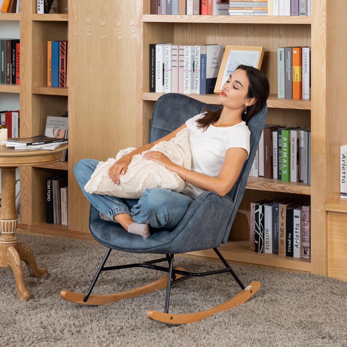 SCHAUKELSTUHL in Blau - Dunkelblau, Metall (65/97/84cm) - Meubles Cosy