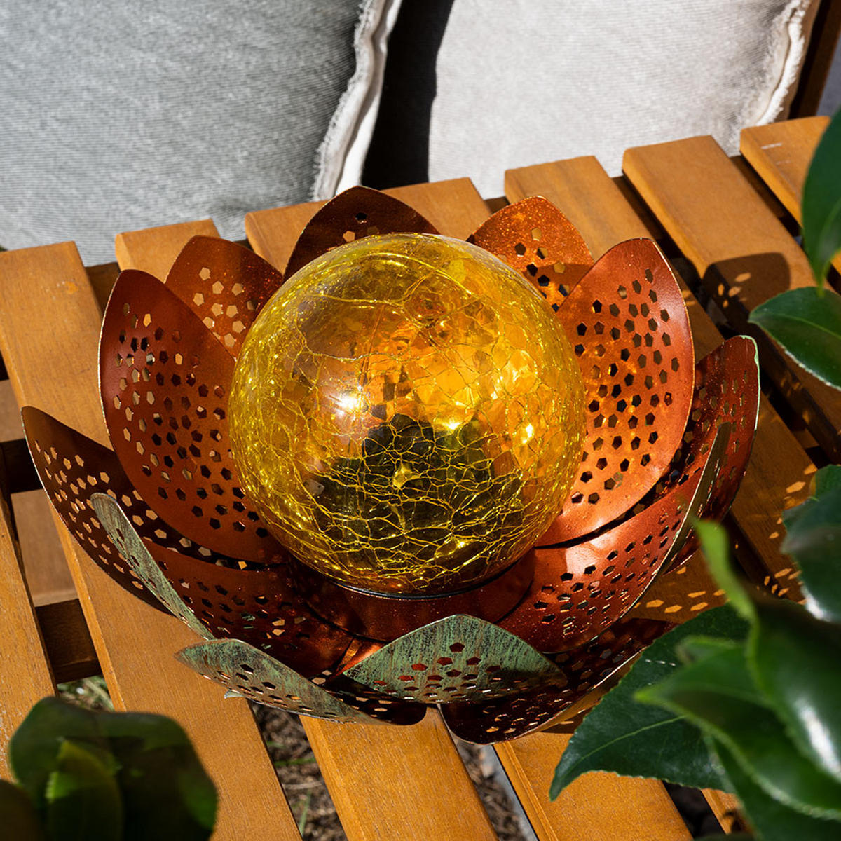 LED AUSSENLEUCHTE Solarleuchte Grün Gold 2er Set - Goldfarben, Glas (25/15/90cm) - Globo Lighting