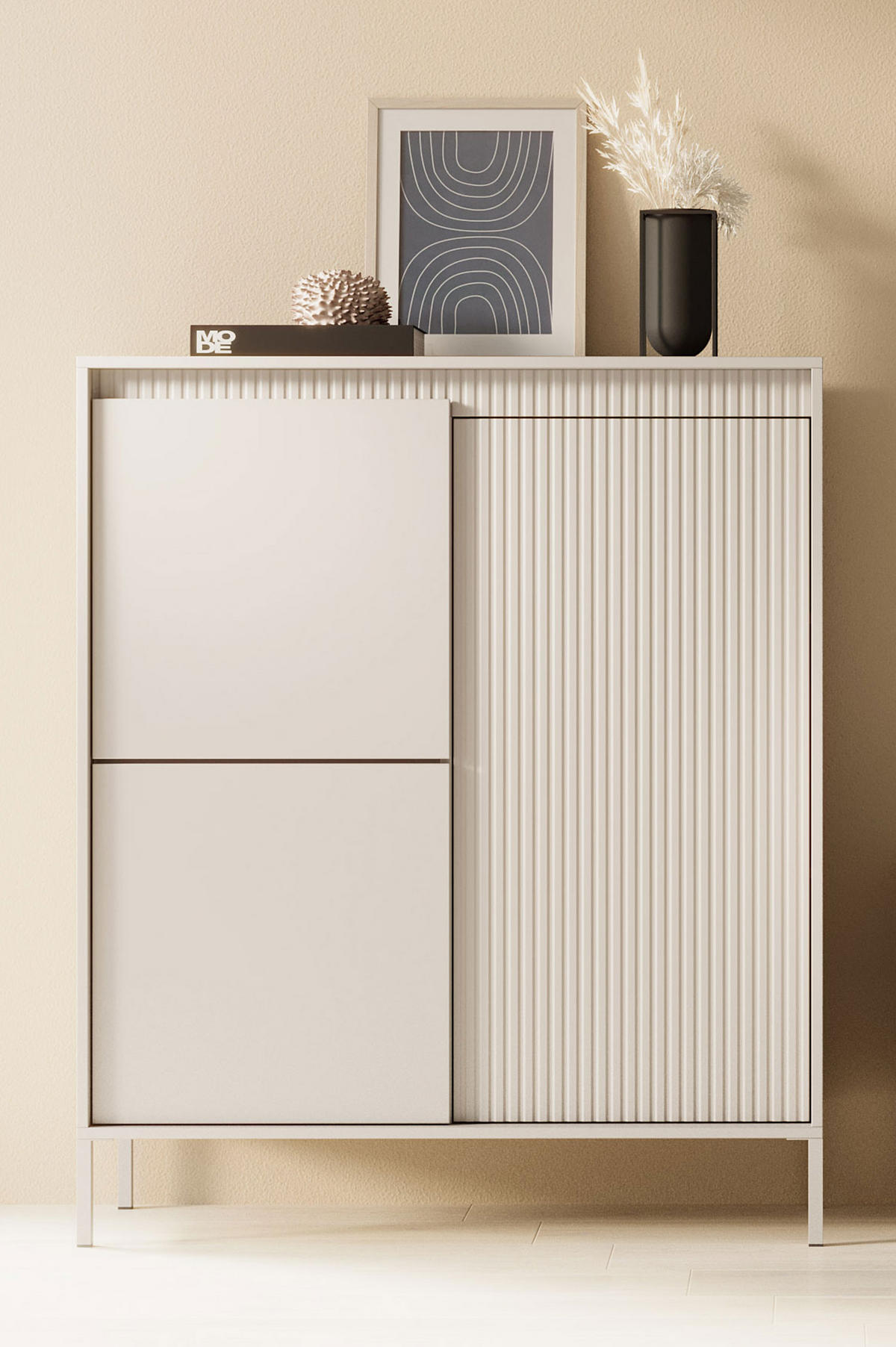 HIGHBOARD Senso beige 104 / 40 / 124cm - Beige, Holz/Holzwerkstoff (104/124/40cm) - Feldmann-Wohnen