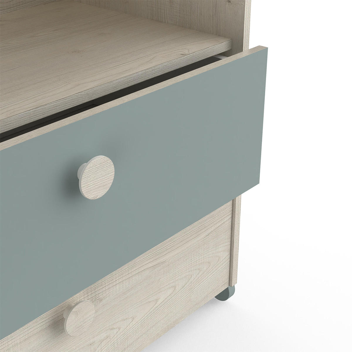 KOMMODE im Skandinavischen Stil mit 2 Schubladen 1 Nische, Holz und Grün - L73cm - Ilian - Grün, Holzwerkstoff (39.6/73.9/73cm) - Calicosy