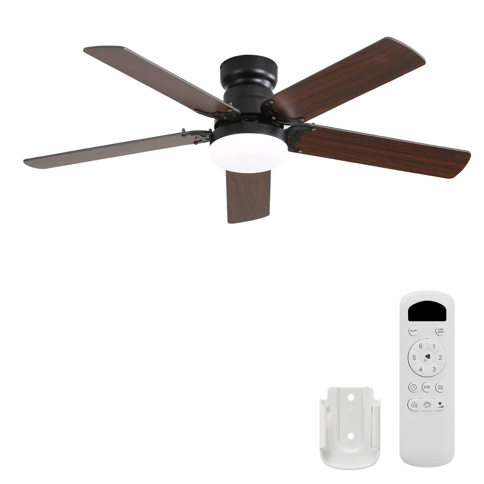 DECKENVENTILATOR DE-16192 106 cm flach mit LED & Fernbedienung - Schwarz, Holzwerkstoff (106.6/106.6/49cm) - ComfortXL