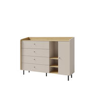 KOMMODE VETTA 155/115/42cm mit 4 Schubladen 1 Türen Beige - Beige, Holzwerkstoff (155/115/42cm) - MASSENO