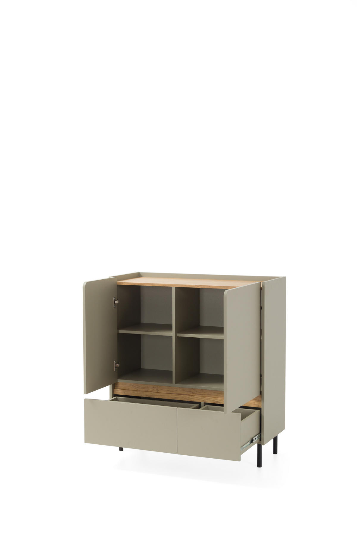 KOMMODE MURO 95/105/40cm mit 2 Schubladen 2 Türen Hellgrün - Hellgrün, Holzwerkstoff (95/105/40cm) - MASSENO
