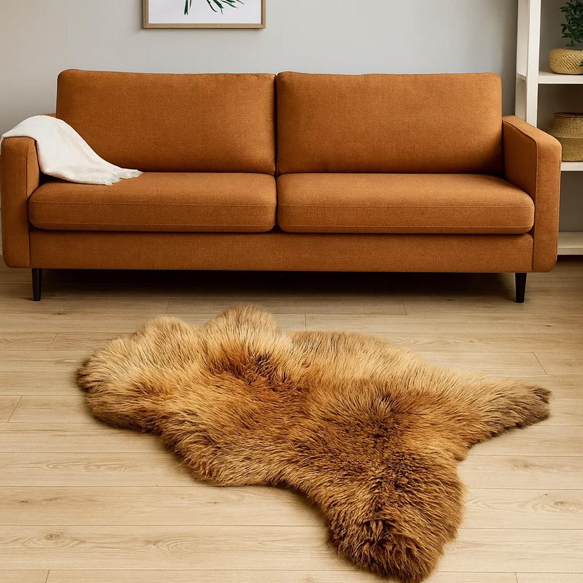 SCHAFFELL Skandinavisch Creme Braun ökologisch gegerbt ca. 100 cm - Creme/Braun, Fell (60/100cm) - Provellus