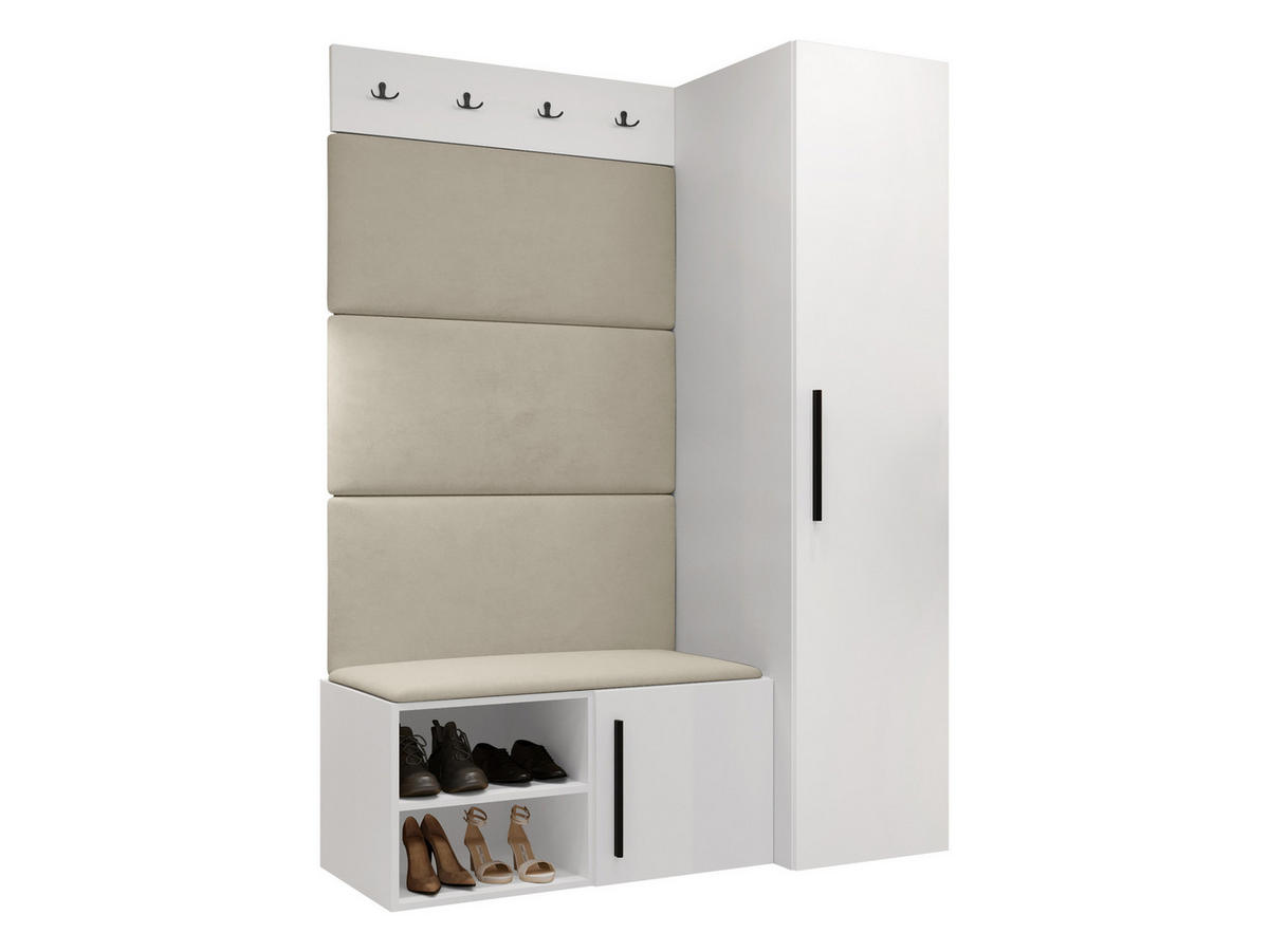 GARDEROBEN-SET Medi II - Beige/Schwarz, Holzwerkstoff/Kunststoff (40/191/50cm) - MIRJAN24