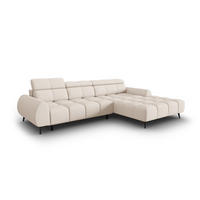 ELEKTRISCHES-ECKSOFA rechts Alyse aus strukturiertem Stoff leichtes beige 5 Sitzplätze - Beige, Textil (188/295cm) - Micadoni