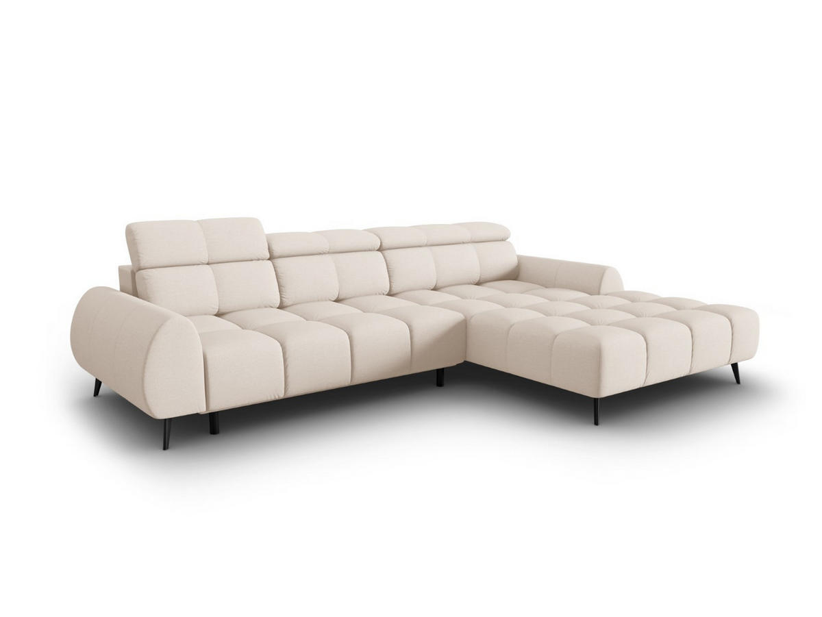 ELEKTRISCHES-ECKSOFA rechts Alyse aus strukturiertem Stoff leichtes beige 5 Sitzplätze - Beige, Textil (188/295cm) - Micadoni