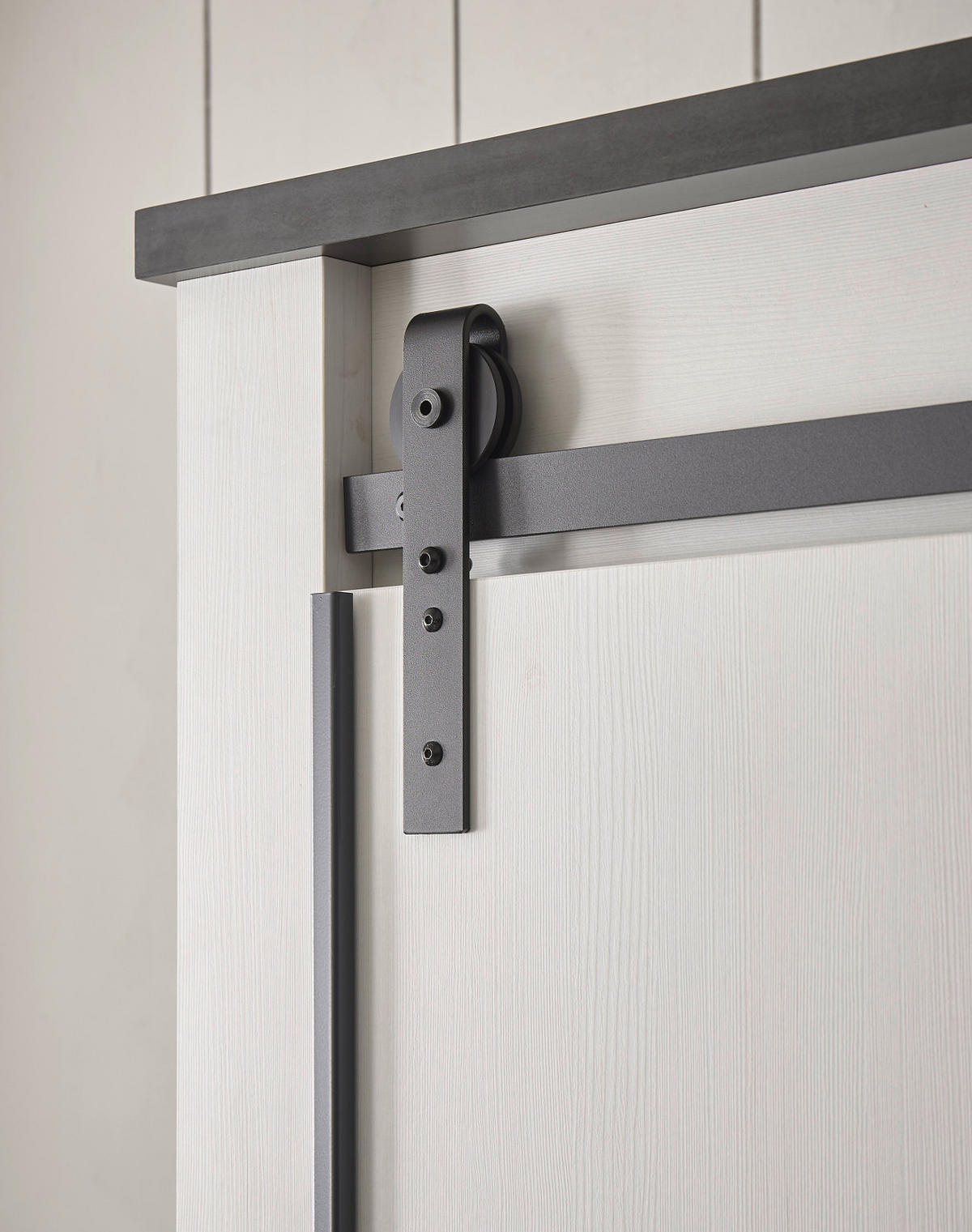 KLEIDERSCHRANK weiß Pinie, anthrazit Landhaus, Schiebetürenschrank 3-türig mit Spiegel 163 x 209 - Anthrazit/Weiß, Holzwerkstoff/Metall (162/209/63cm) - Furn.Design