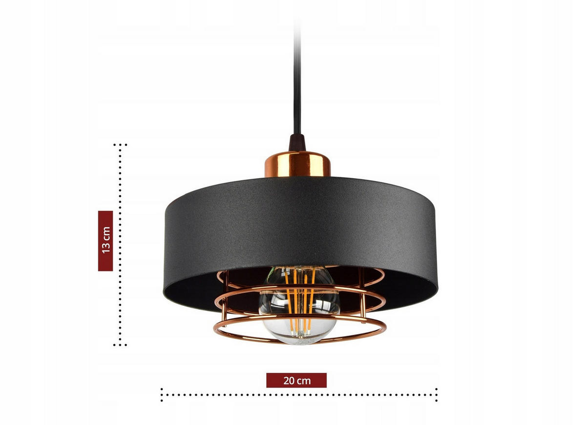PENDELLEUCHTE EDISON - Goldfarben/Schwarz, Metall (20/80/70cm) - kiki design