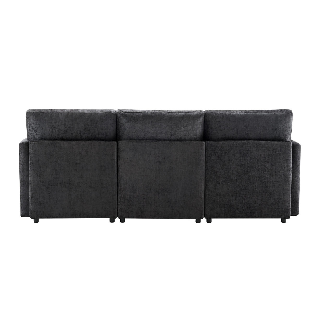 ECKSOFA 216x161x81 cm aus Chenille mit beweglichem Hocker, Grau - Grau, Textil (161/216cm) - Luhomfu