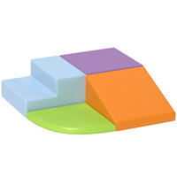 BAUSTEINSET 4er-Set Schaumstoff Bausteine Bauspielzeug für 1-3 Jahre alt Kinder - Orange/Hellblau, Kunststoff (45/25/45cm) - HOMCOM