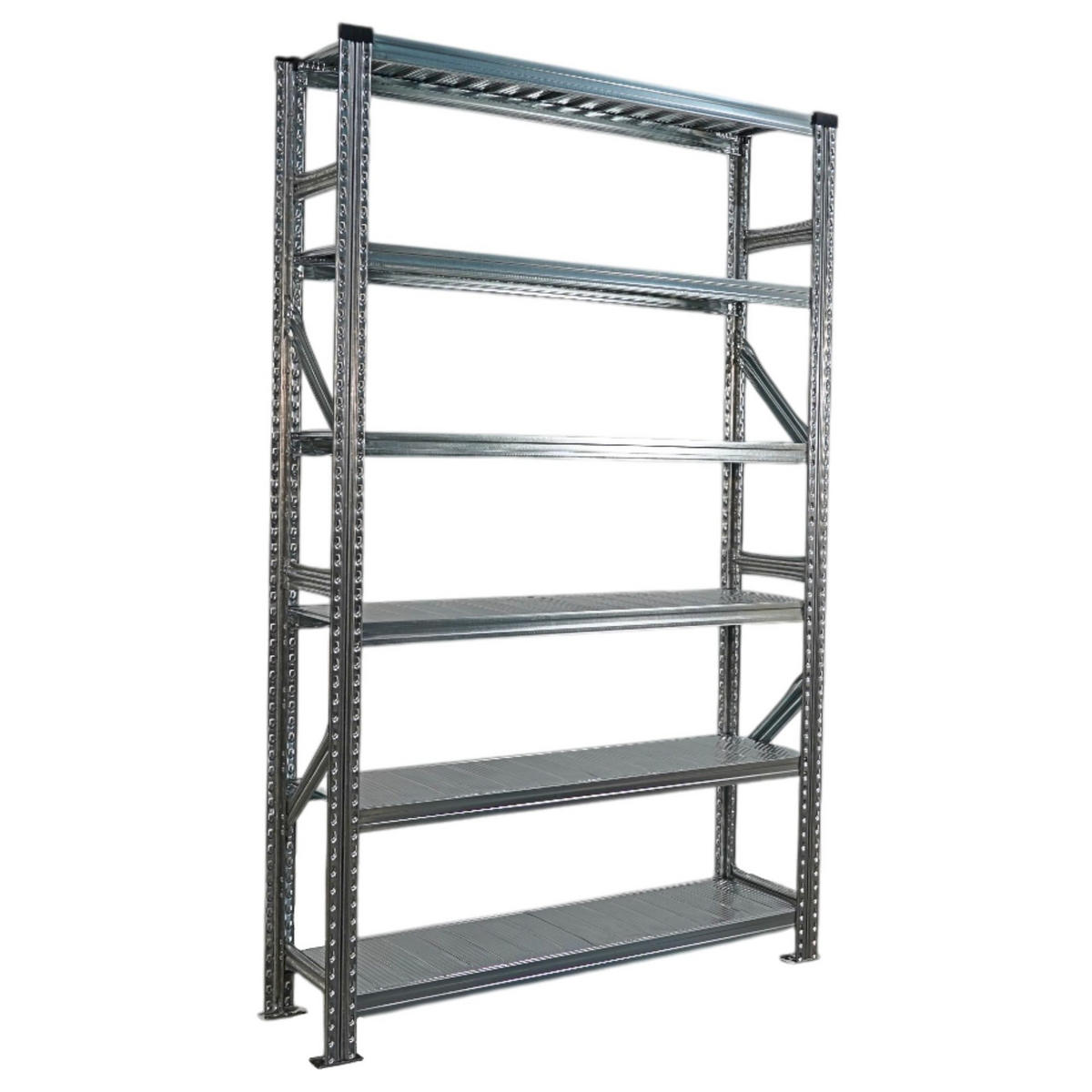 FACHBODENREGAL Proximo Stecksystem 210x120x32cm 6 Ebenen Beidseitig nutzbar Verzinkt - Silberfarben, Metall (120/210/32cm) - PROREGAL