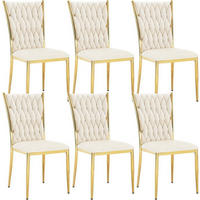 ESSZIMMERSTUHL 6er Set hohe Rückenlehne, Samt, Creme - Creme, Kunststoff/Textil (46/94.5/48cm) - Woltu