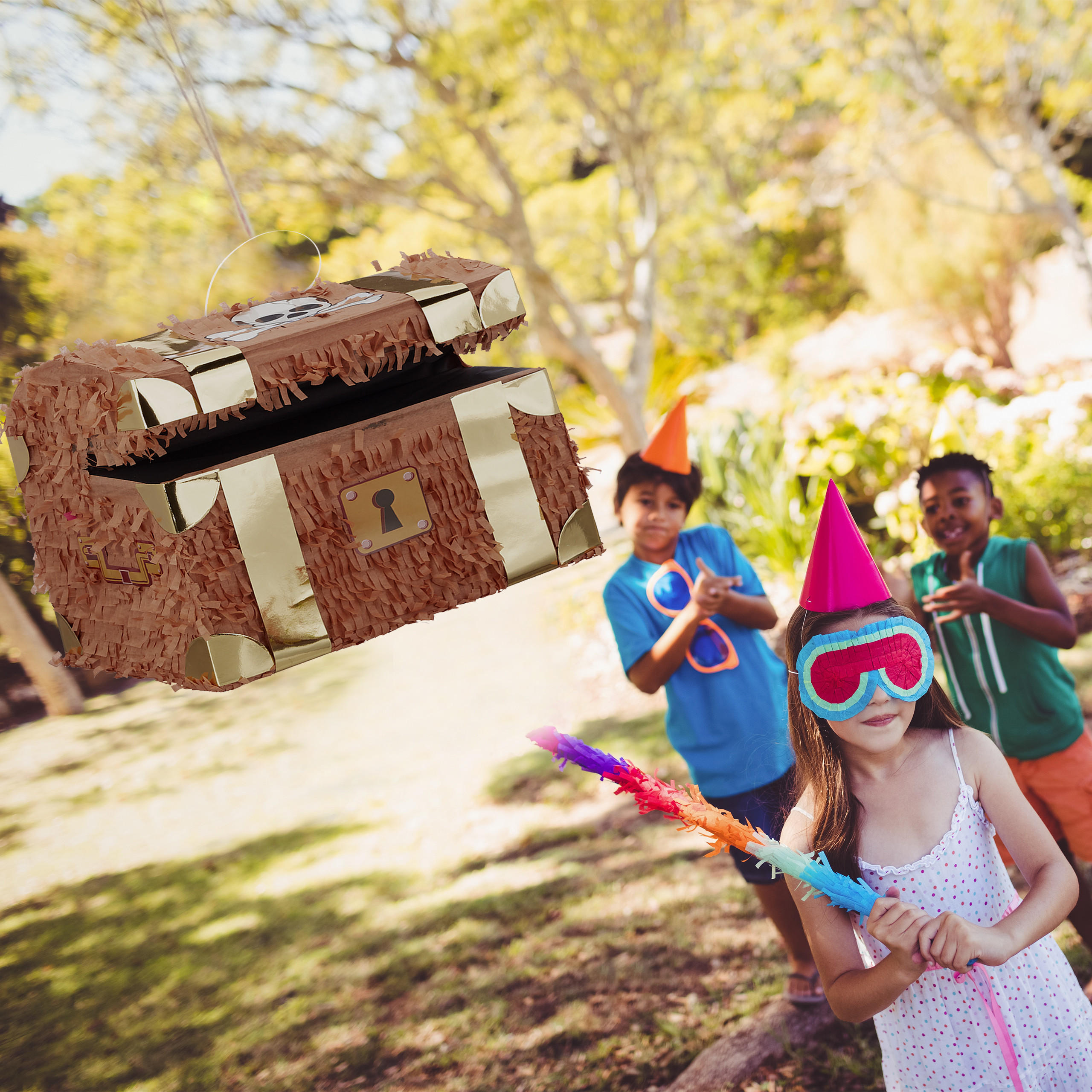 PINATA Schatzkiste - Braun, Papier (30/27/23cm) - Relaxdays